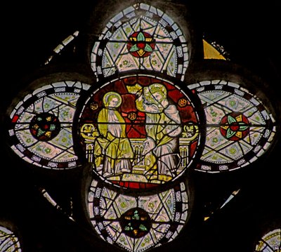 Window depicting Coronation of the Virgin by French School